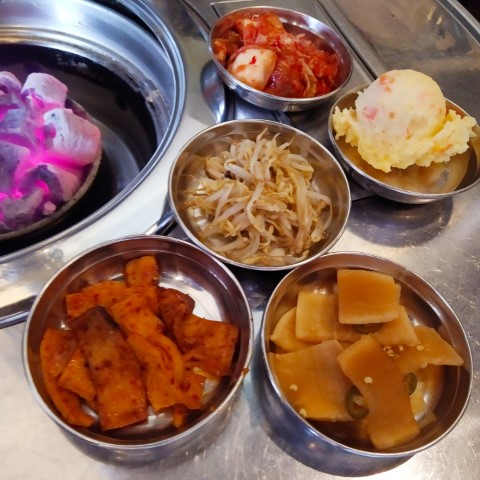 Side dishes at Super Star K Korean BBQ Restaurant