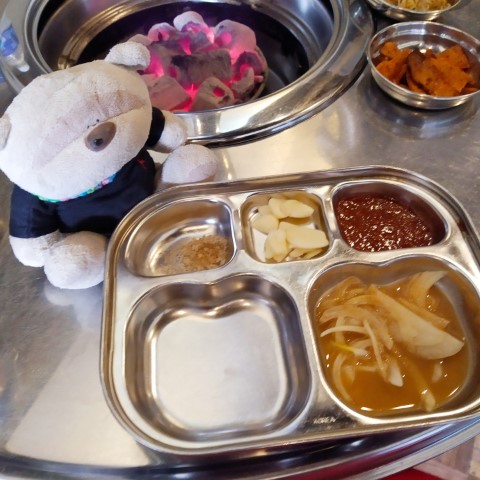 Dips and sauces at Superstar K Korean BBQ Restaurant