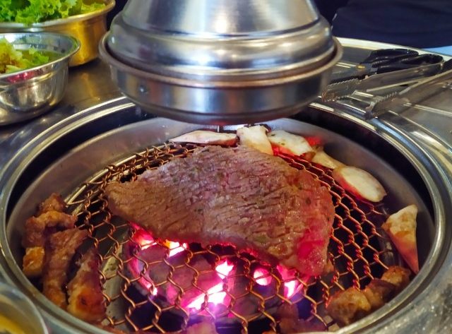 King Sized Beef Rib on the grill at Super Star K Korean BBQ Restaurant Review