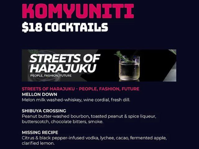 Komyuniti Yotel Singapore Cocktail Menu 1 