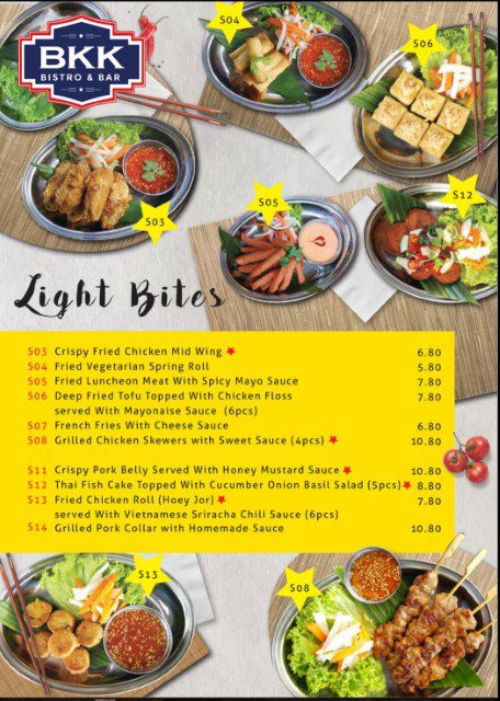 BKK Bistro and Bar Menu Light Bites