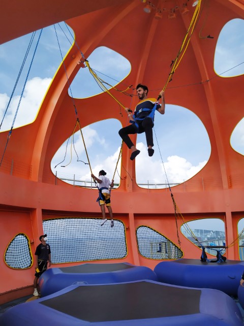 Jumping as high as possible at Skypad Vertical Reality Spectrum of the Seas