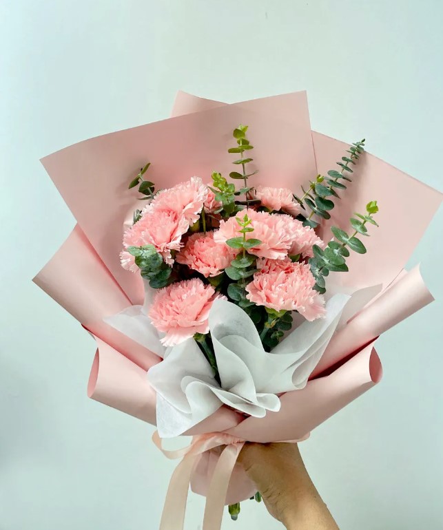 Greatest Mom – 9 Carnation Bouquet (PINK) - Floral Garage Singapore Review