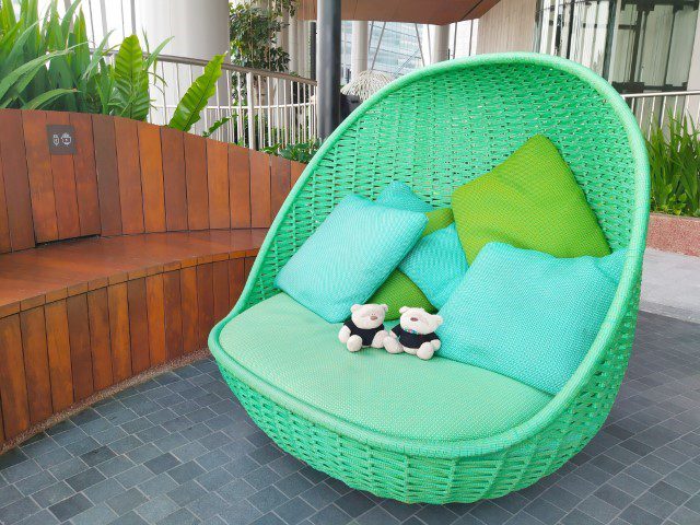 Comfy Green cocoon seats at Green Oasis CapitaSpring