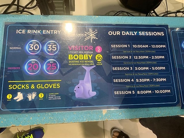 Ice Skating Prices at Paradigm Mall Johor
