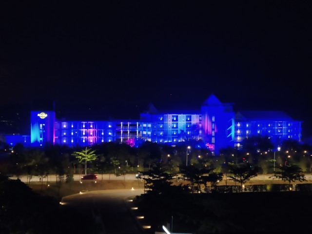 View of Hard Rock Hotel Desaru from Westin Desaru in the evening