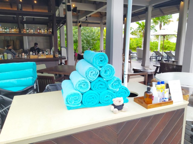 Pool towels at Infinity Pool Anantara Desaru