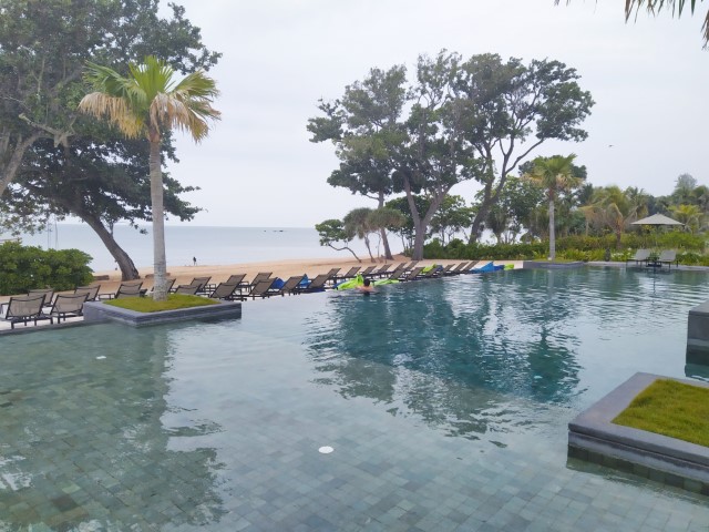 Anantara Desaru Infinity Pool overlooking the beach and sea views
