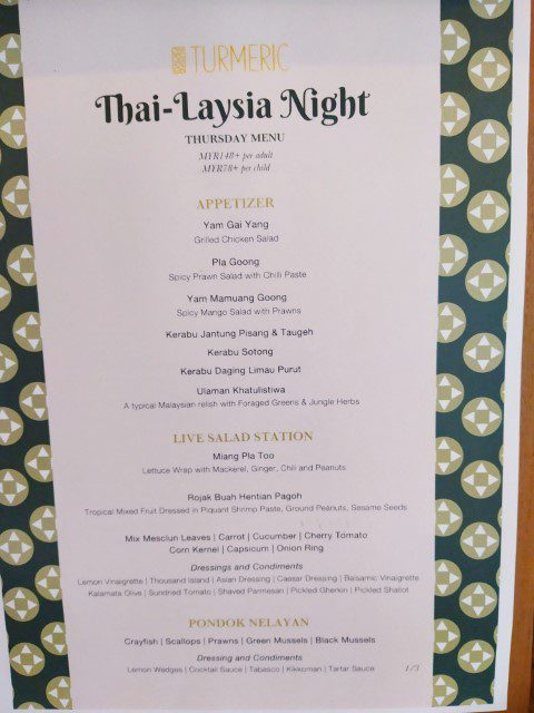 Thai-Laysia Dinner Buffet Menu at Anantara Desaru