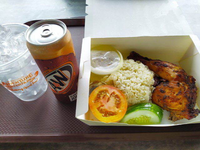 Drumstick chicken rice and root beer at Kelong Adventure Waterpark Desaru