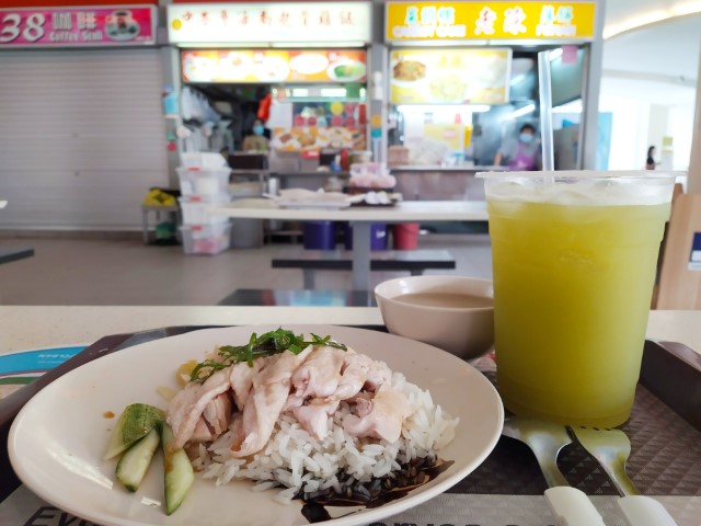 Chicken rice and Gigantic Sugarcane from Tiong Bahru Market