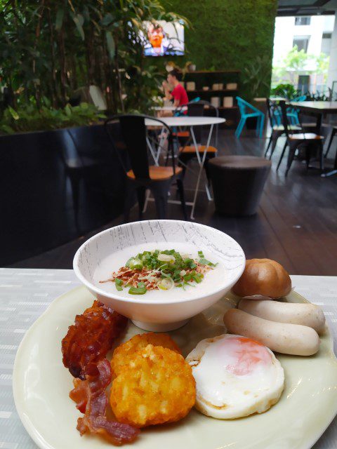 Studio M Hotel Breakfast Porridge and Western selection