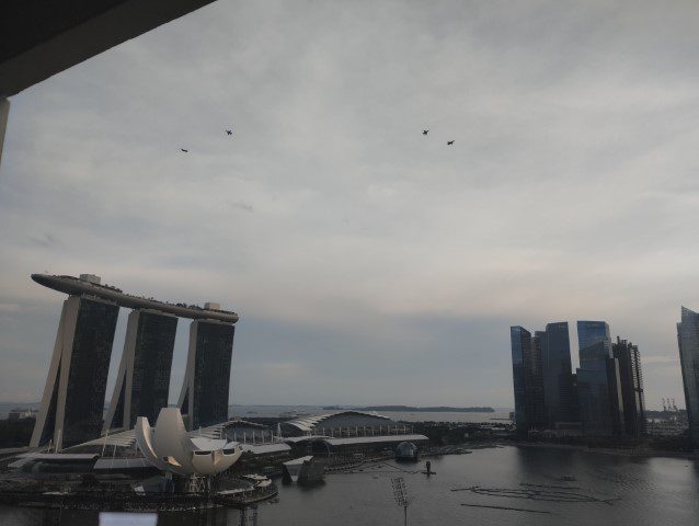 NDP F15 fly past at Marina Bay