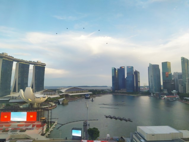F15 flypast during NDP preview as seen from Mandarin Oriental Singapore