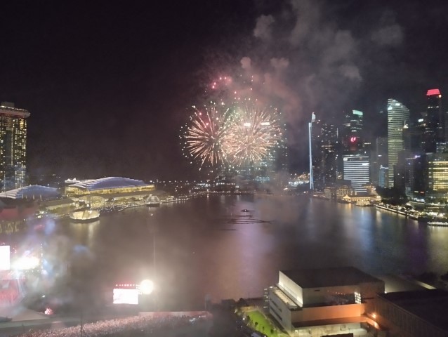 NDP Preview 2022 Fireworks 2 - seen from Mandarin Oriental Singapore Marina Bay View King Room