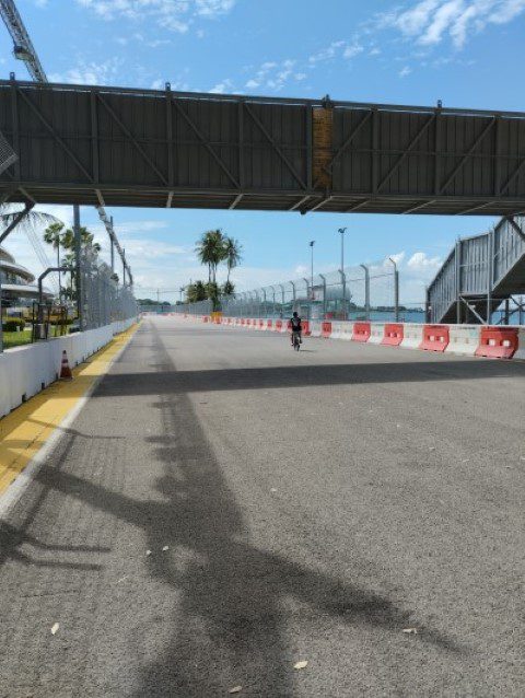 Cycling on the race tracks using bikes from Mandarin Oriental Singapore