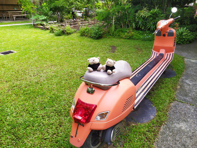 A long pink scooter at Patom Organic Living Bangkok