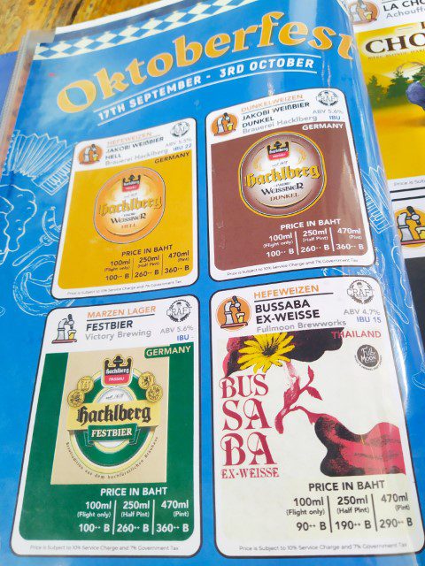 CRAFT Sukhumvit Oktoberfest Beer Menu