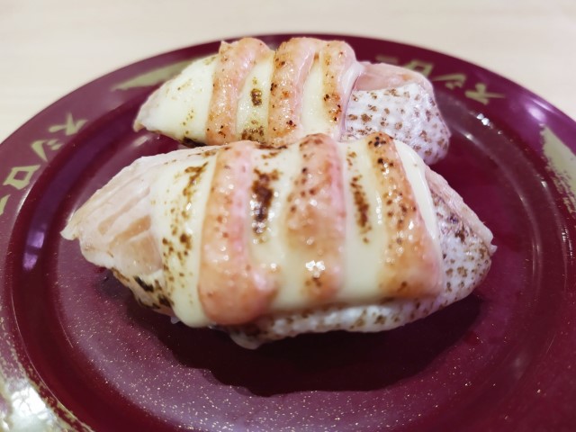 Sushiro Salmon with Mentai Cheese Sushi - $2.30