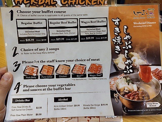 Shabu Sai Buffet Menu