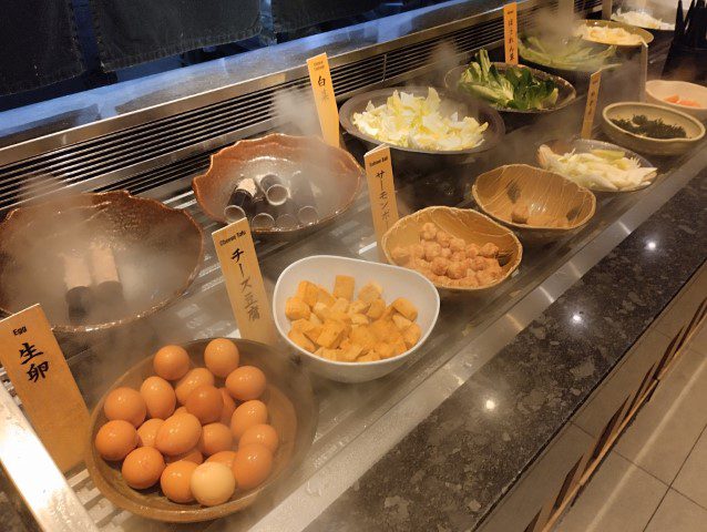 Shabu Sai Buffet Bar - Meat pastes, vegetables, eggs, mushrooms