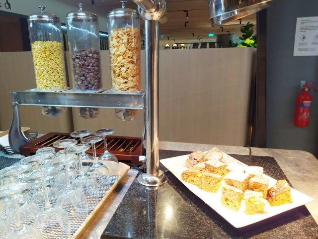 Cereals, Yoghurt and Cakes at Blossom Lounge Terminal 4 Singapore Changi Airport