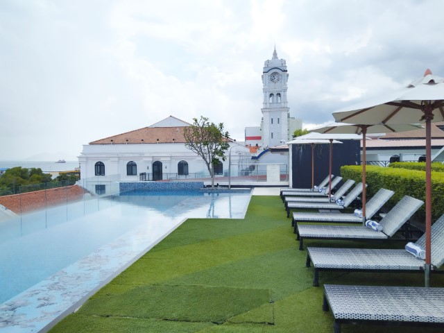 Deck chairs and "beach whale" decks at Prestige Hotel Penang Swimming Pool