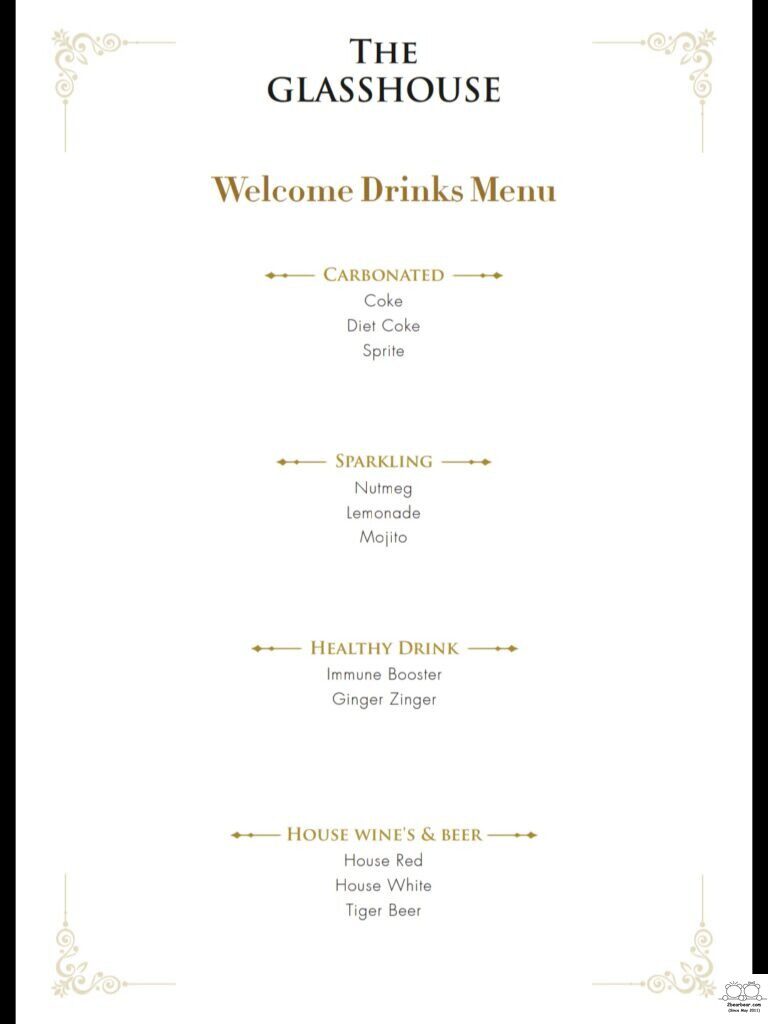 Prestige Hotel Penang Welcome Drinks Menu 1