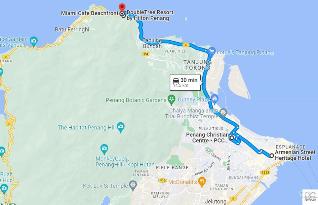 Penang Travels Day 2 Itinerary - Armenian Street Heritage Hotel, Penang Christian Centre, DoubleTree Hilton Resort Penang, Miami Cafe Penang