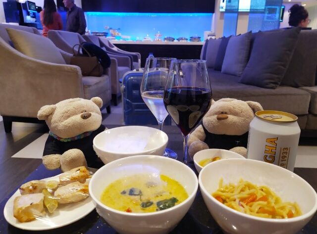 Oman Air First & Business Class Lounge Review - Skewers Noodles and Curry