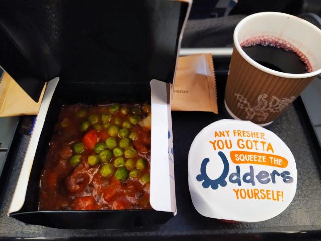 SQ Inflight Dinner from Singapore to Hanoi on Airbus A350 - Beef Stew and Udders Ice Cream with Red Wine