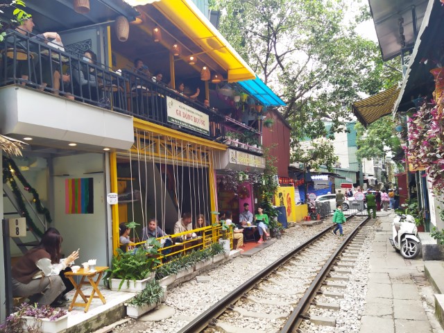Railway Cafes along the tracks in Hanoi