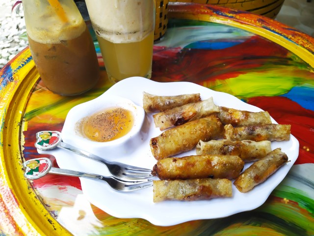 Railway Cafe Hanoi Nem Ran Fried Spring Roll as recommended by the owner Tuan
