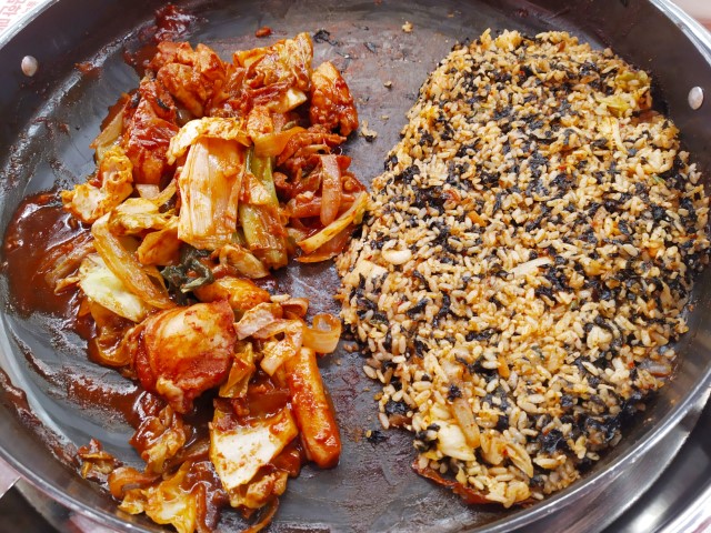 Fried rice with remaining Spicy Dakgalbi Chicken from Paik's Pan Hanoi Vietnam