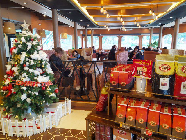Highlands Coffee Merchandise sold Inside Highlands Coffee Floating Boat Cafe Truc Bach Lake