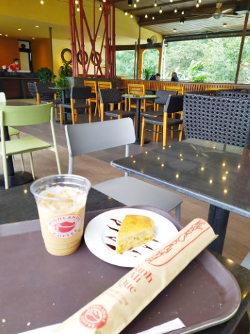 Coffee and Banh Mi set from Highlands Coffee along with a Banana Cake at Floating Cafe Truc Bach Lake