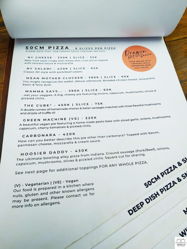 7 Bridges Brewing Company Hanoi - Food Menu