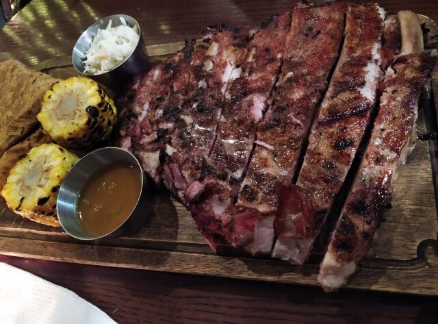 Hanoi Cider House - 24 hr Slow Cooked Ribs (1/2 Rack) with gold mustard BBQ , flatbread and corn (340k VND)