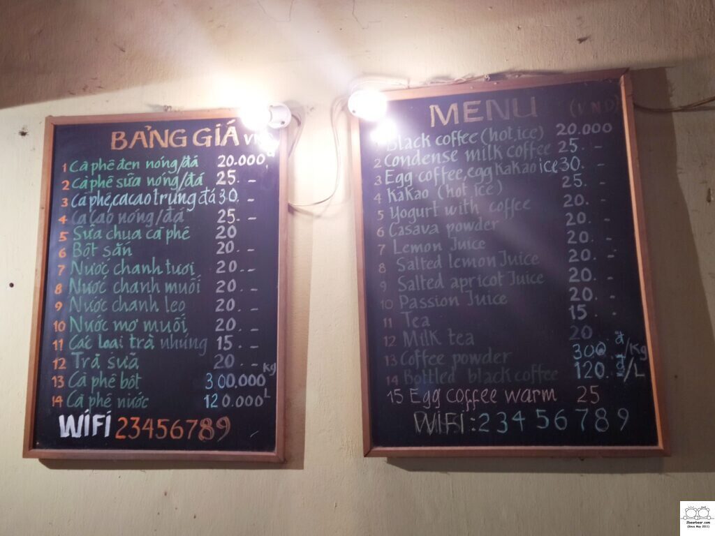 Cafe Dinh Menu - Egg Coffee Hanoi