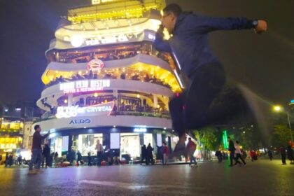 Jump shot in the heart of Hanoi during pedestrian zone timings