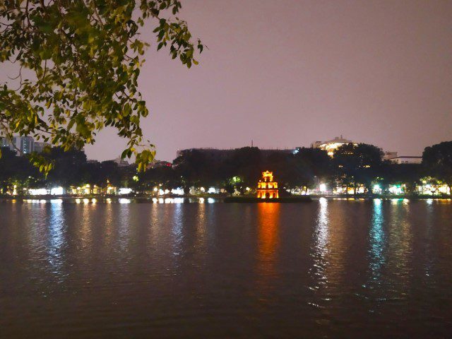 Confucian Temple in the middle of Hoan Kiem Lake