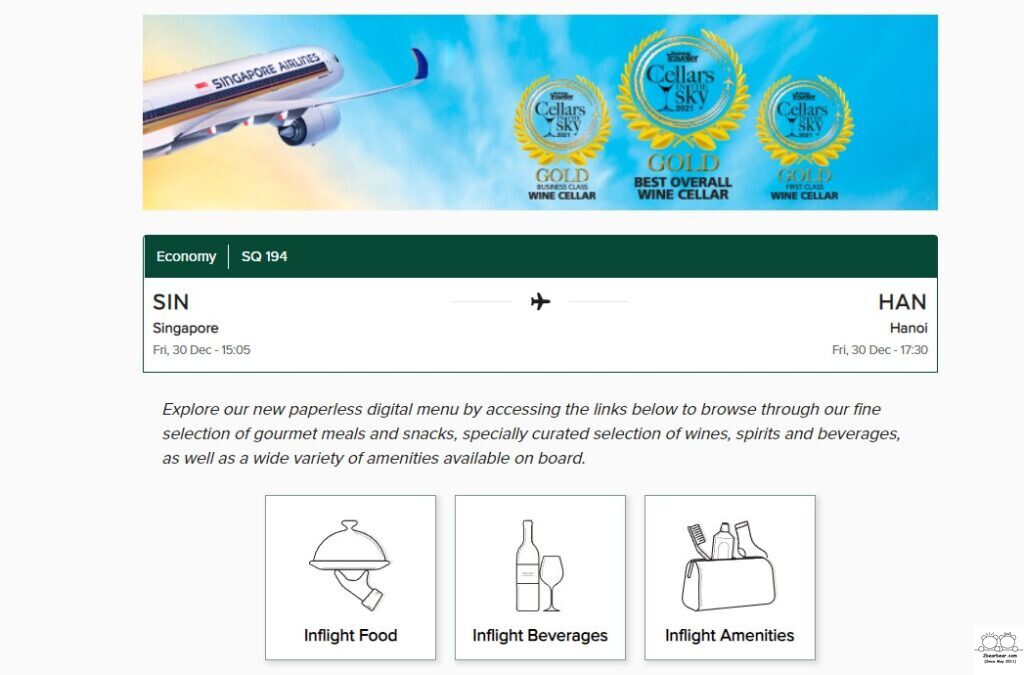 SQ Inflight Menu Overview