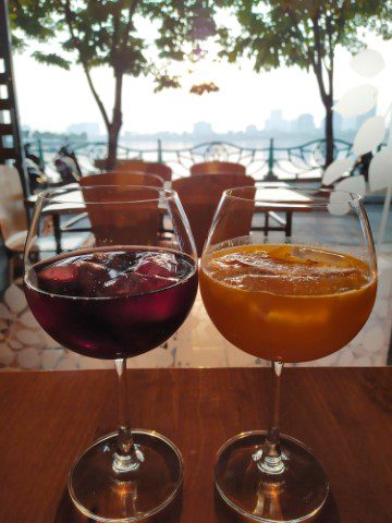 Sangria and agua de Valencia (95k VND each or $5.30) at El Loco Tapas Bar Hanoi Review