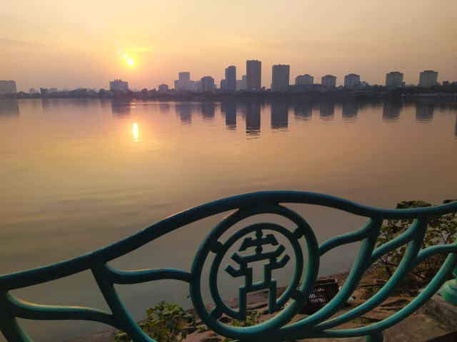 Beautiful Sunset over Ho Tay Lake in front of El Loco Tapas Bar Hanoi