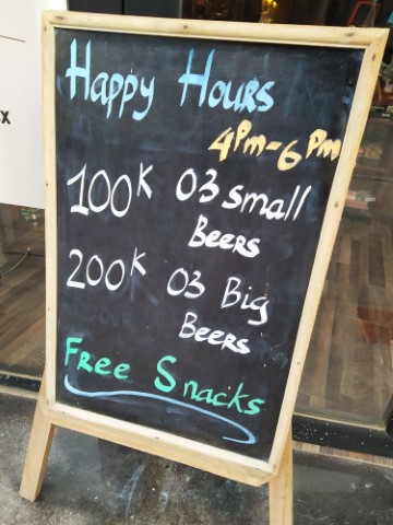 The Box Bar Hanoi Happy Hour Prices (Formerly known as Furbrew)