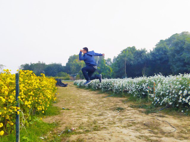 Time for a jump shot at Vuon Hoa Phuong Linh Hanoi Botanical Gardens