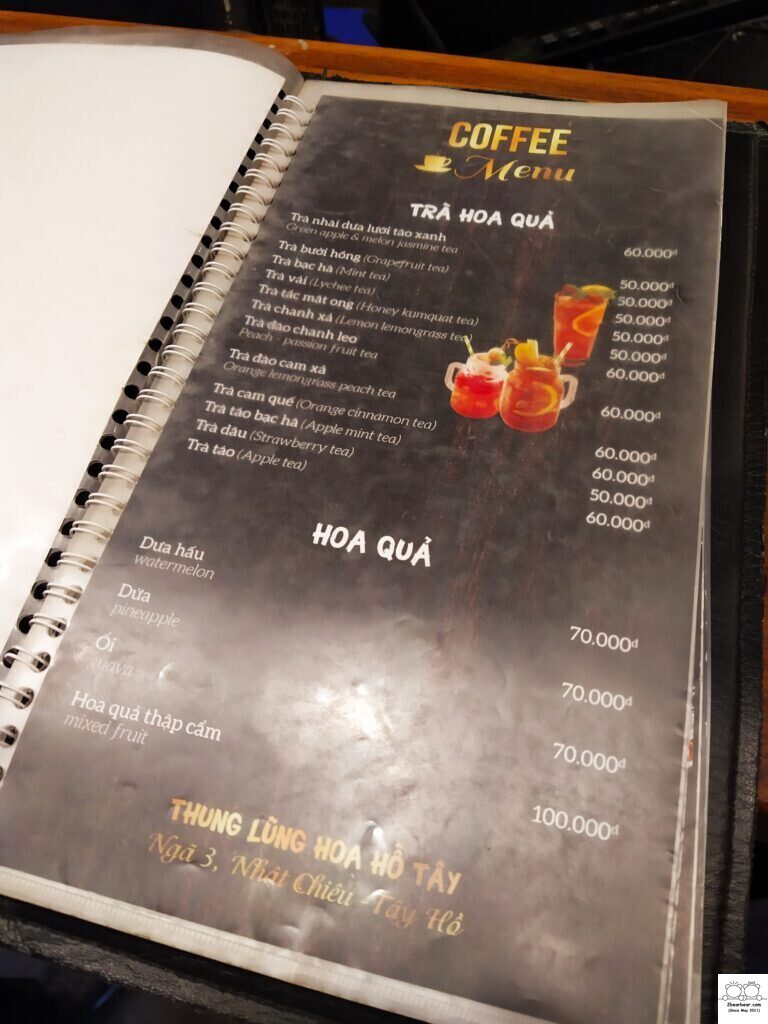 Cafe Thung Lũng Hoa Hanoi Flower Garden Drinks Menu