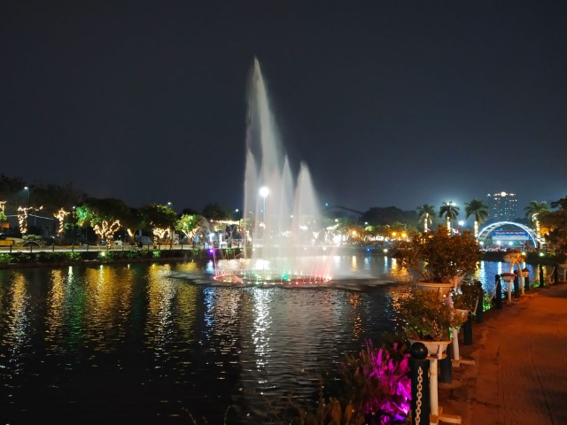 Beautiful fountain next to Trinh Con Son Pedestrian Street Hanoi