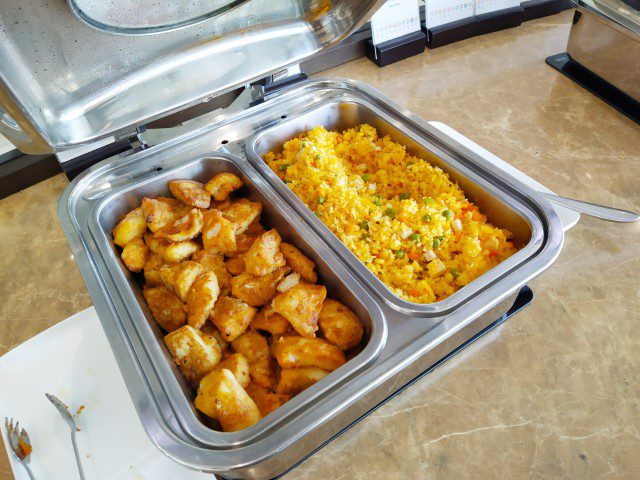 Buffet Spread at Song Hong Business Lounge Hanoi International Airport - Fried fish and fried rice