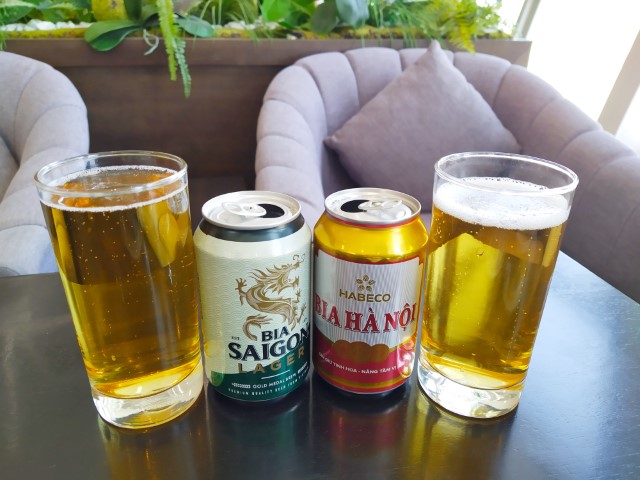 What we had at Song Hong Business Lounge Hanoi Noi Bai International Airport - Vietnamese Beers